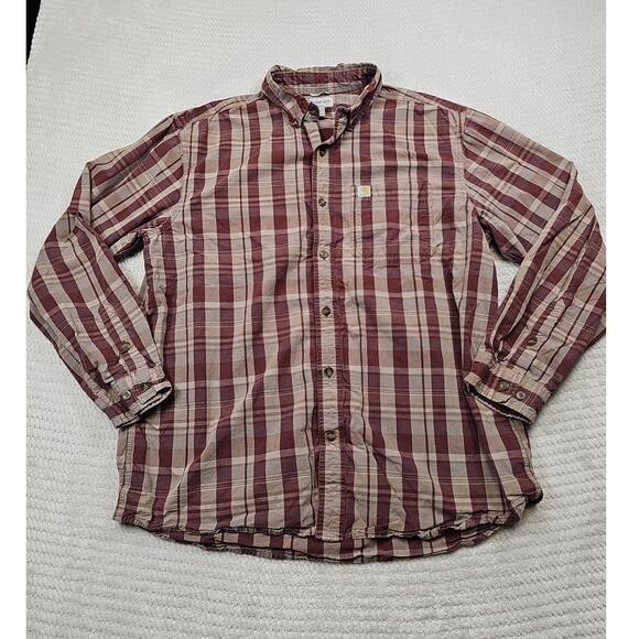 Carhartt Shirt Mens XL Relaxed Fit Button Down Plaid Long Sleeve - Picture 1 of 7